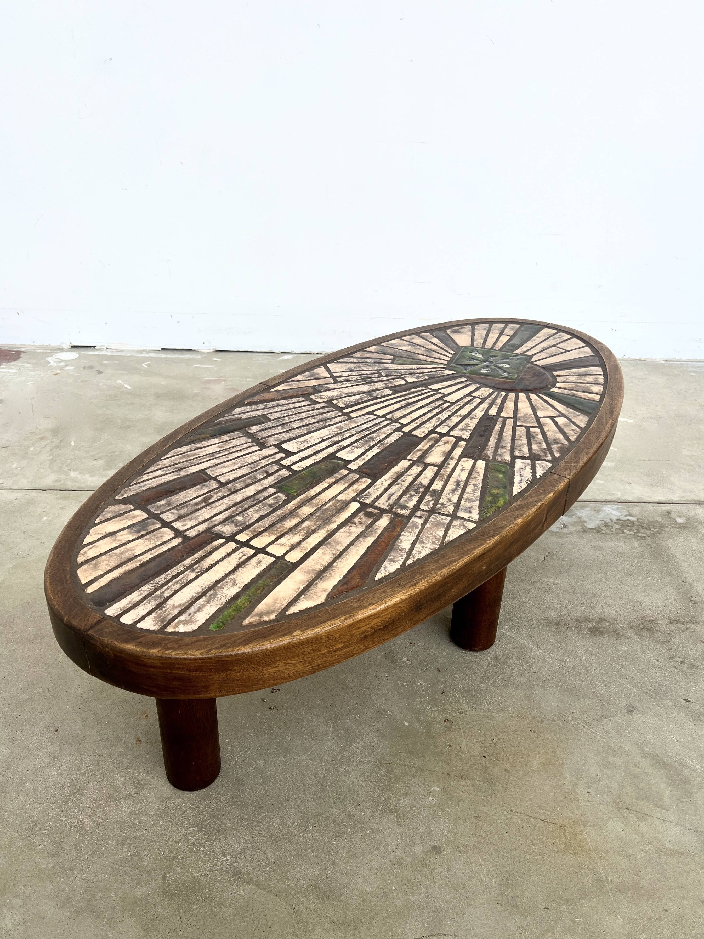 Vallauris oval ceramic coffee table