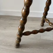 Antique tripod stool, solid wood, turned wood.