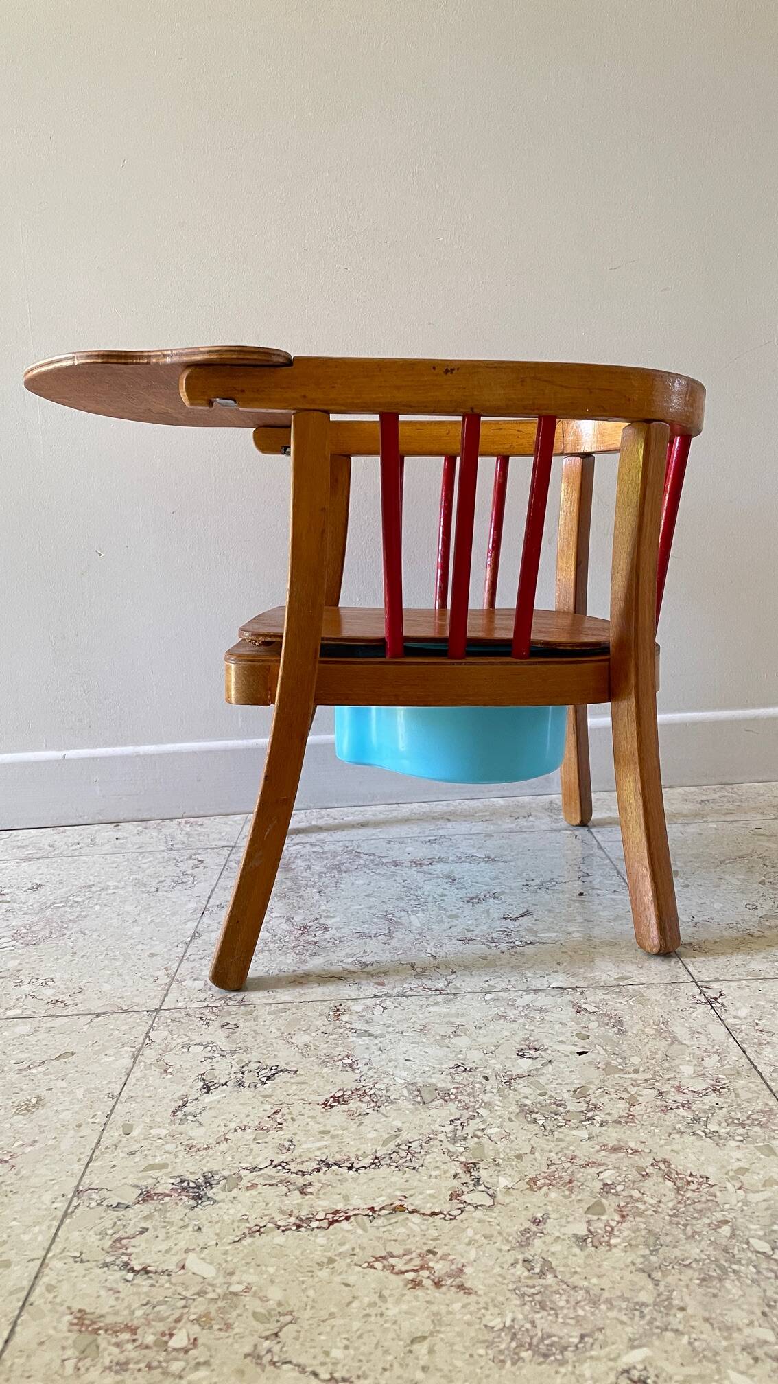 Vintage wooden Baumann baby armchair