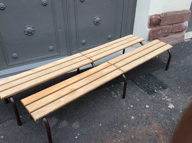 Old vintage mullca school bench