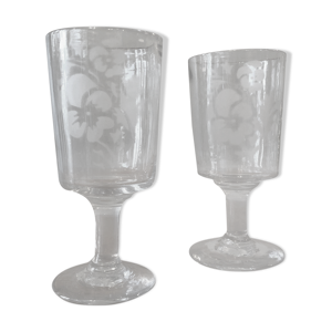 2 verres à vin fin xix