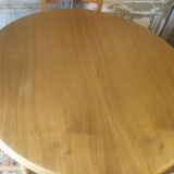 Round table & 4 straw oak and beech chairs
