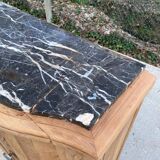 Parisian art deco 2-part sideboard renovated in solid oak and marble 1940 152c