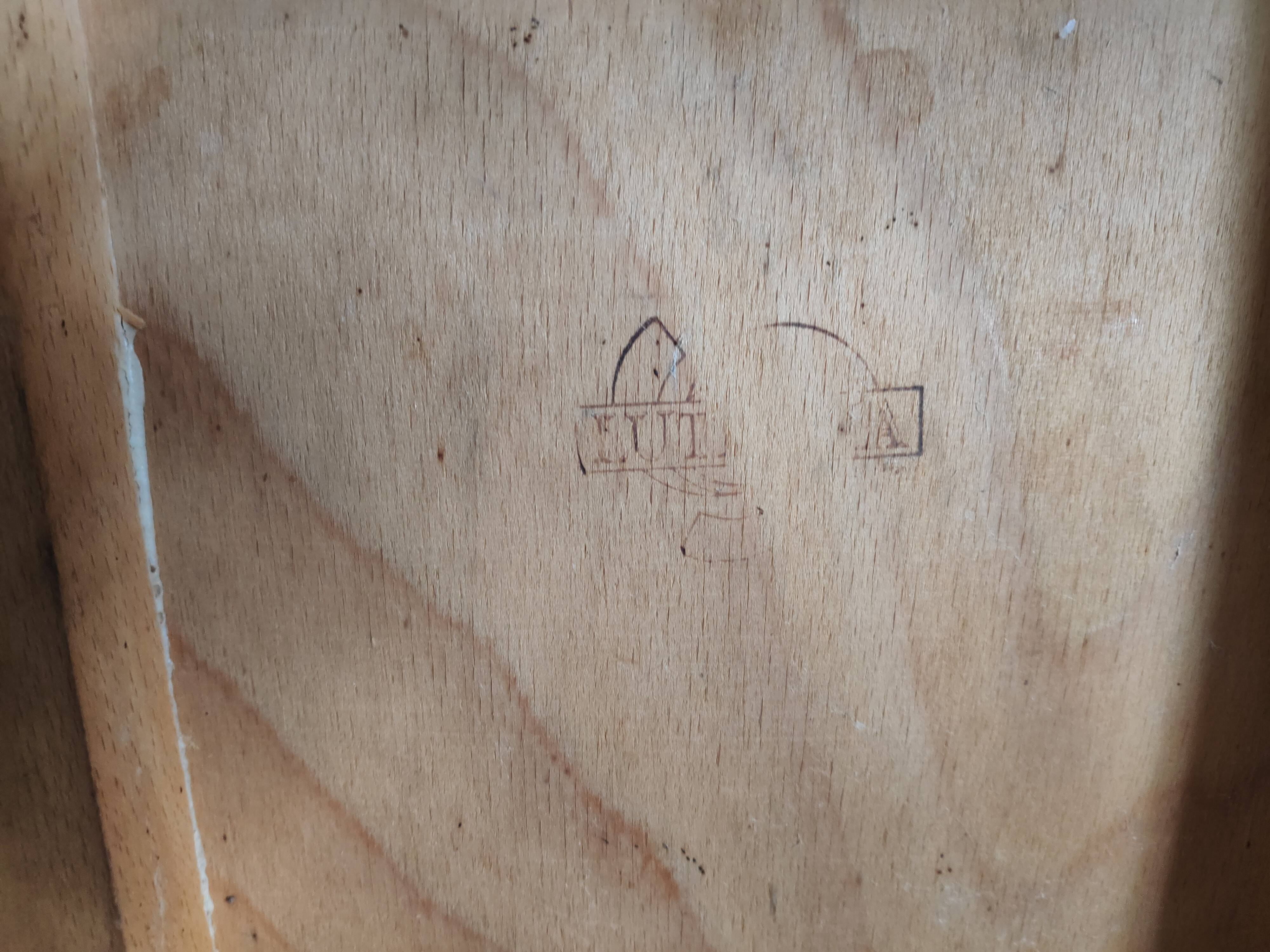 Chairs and stool stamped Luterma varnished wood