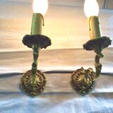 Paire d'appliques 1 lumière en bronze style Louis XV