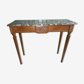 Console style louis XVI en noyer plateau marbre