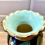 Vallauris vase with handle and gold leaf