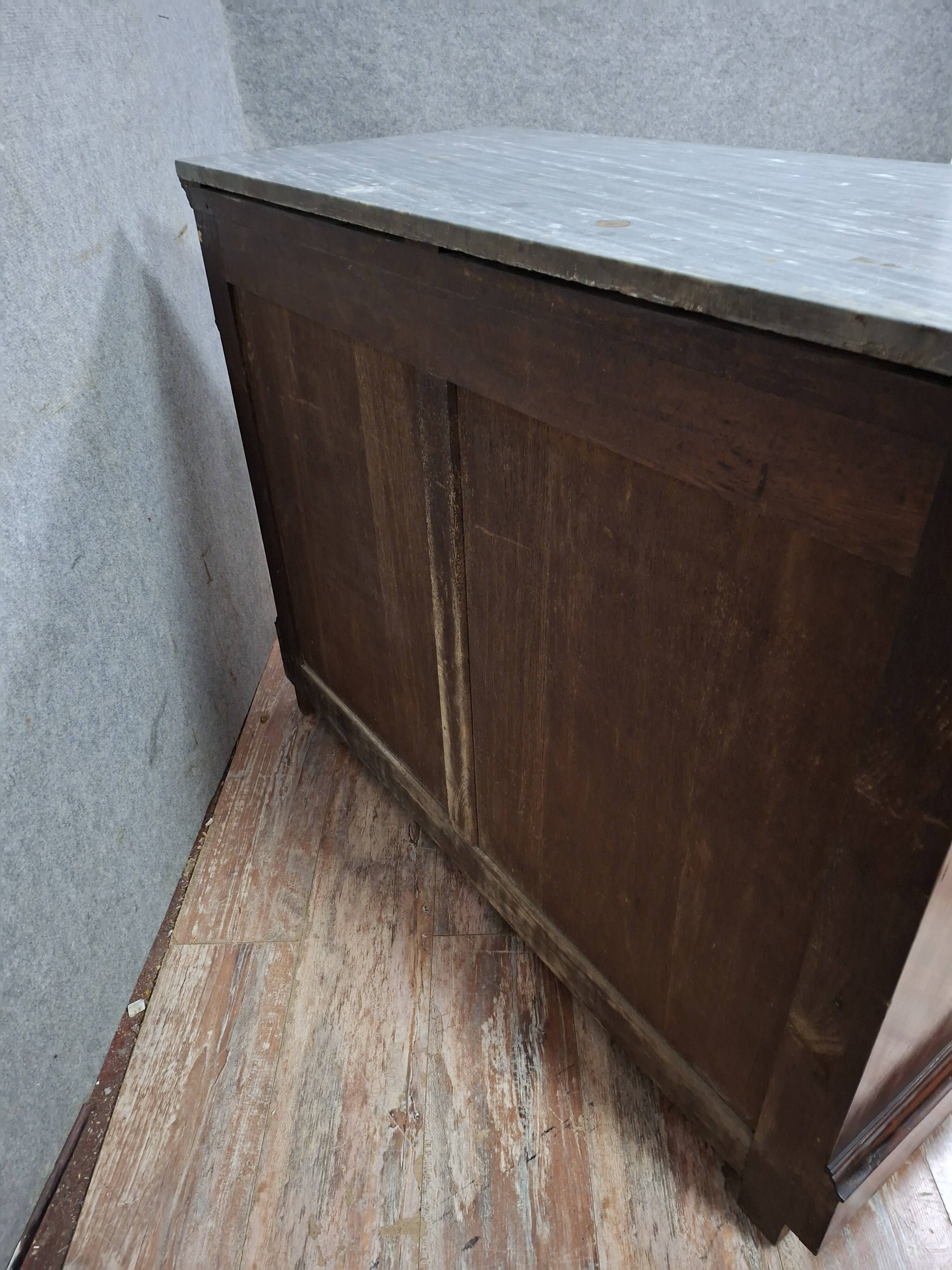 writing desk forming a secretary with a drop-down flap, in mahogany and veneer