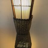 Vintage rattan and raffia floor lamp