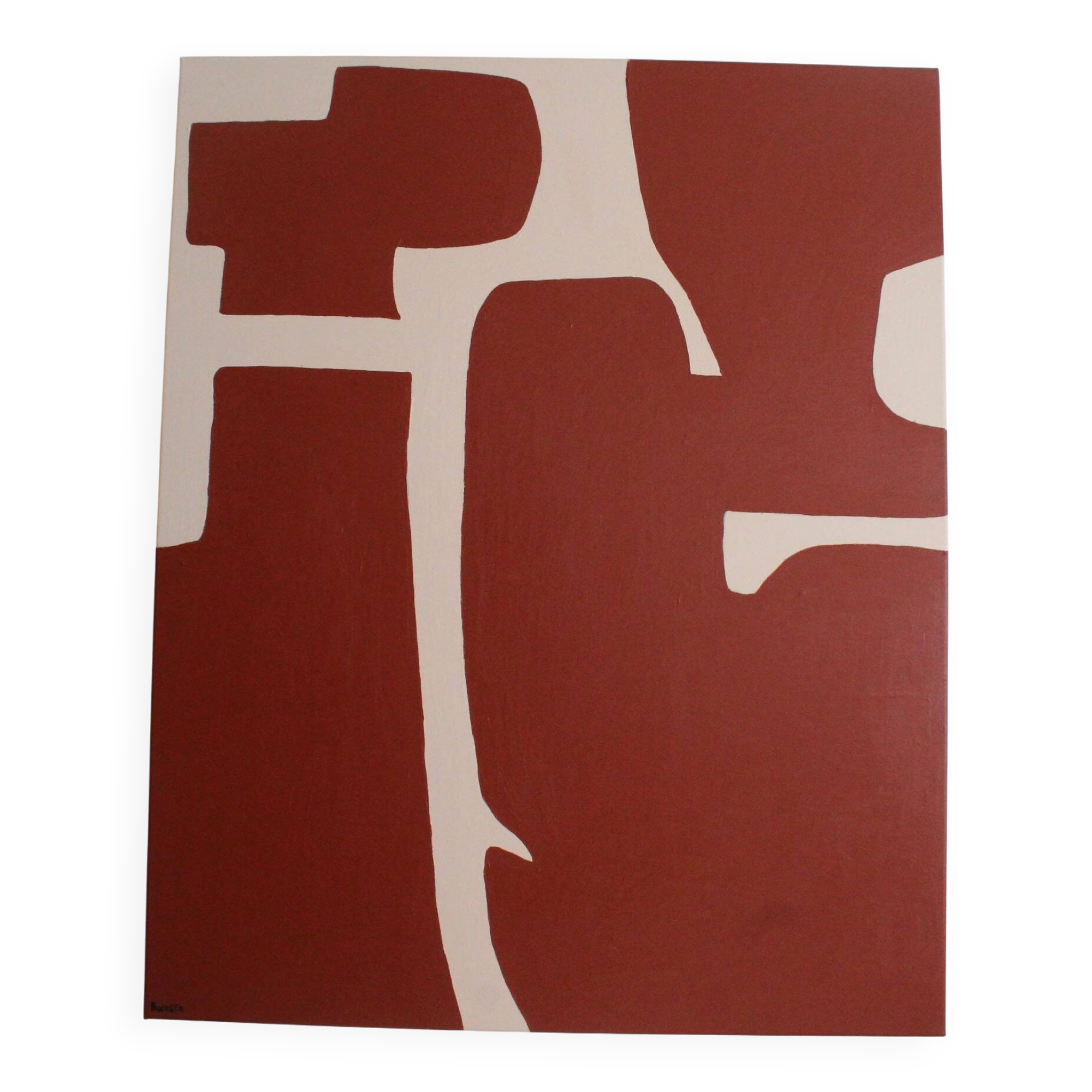 Minimalist organic canvas burgundy 100x81cm