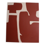 Minimalist organic canvas burgundy 100x81cm