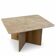 Rectangular coffee table in travertine and raw oak.