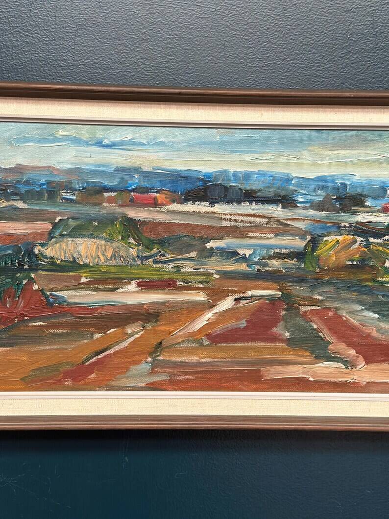 Original Swedish Oil on Canvas – “Landscape” by Jerzy Luczak‑Szewczyk (1923–1975)