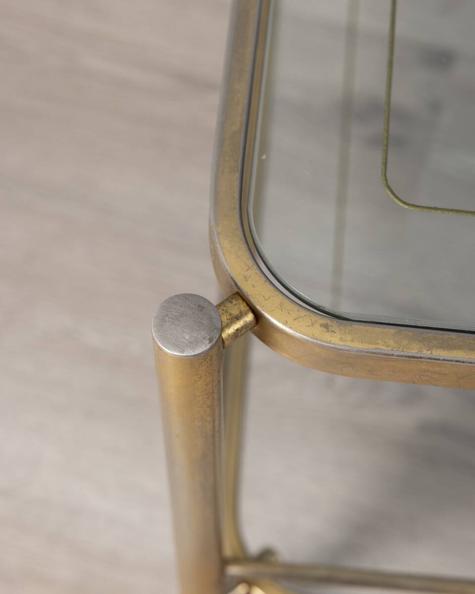 Vintage 1970s gold-plated metal and glass coffee table, designed by Allegri