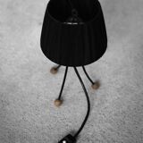 Mid-Century Polish Modern Small Table Lamp with Black Lampshade, 1960s