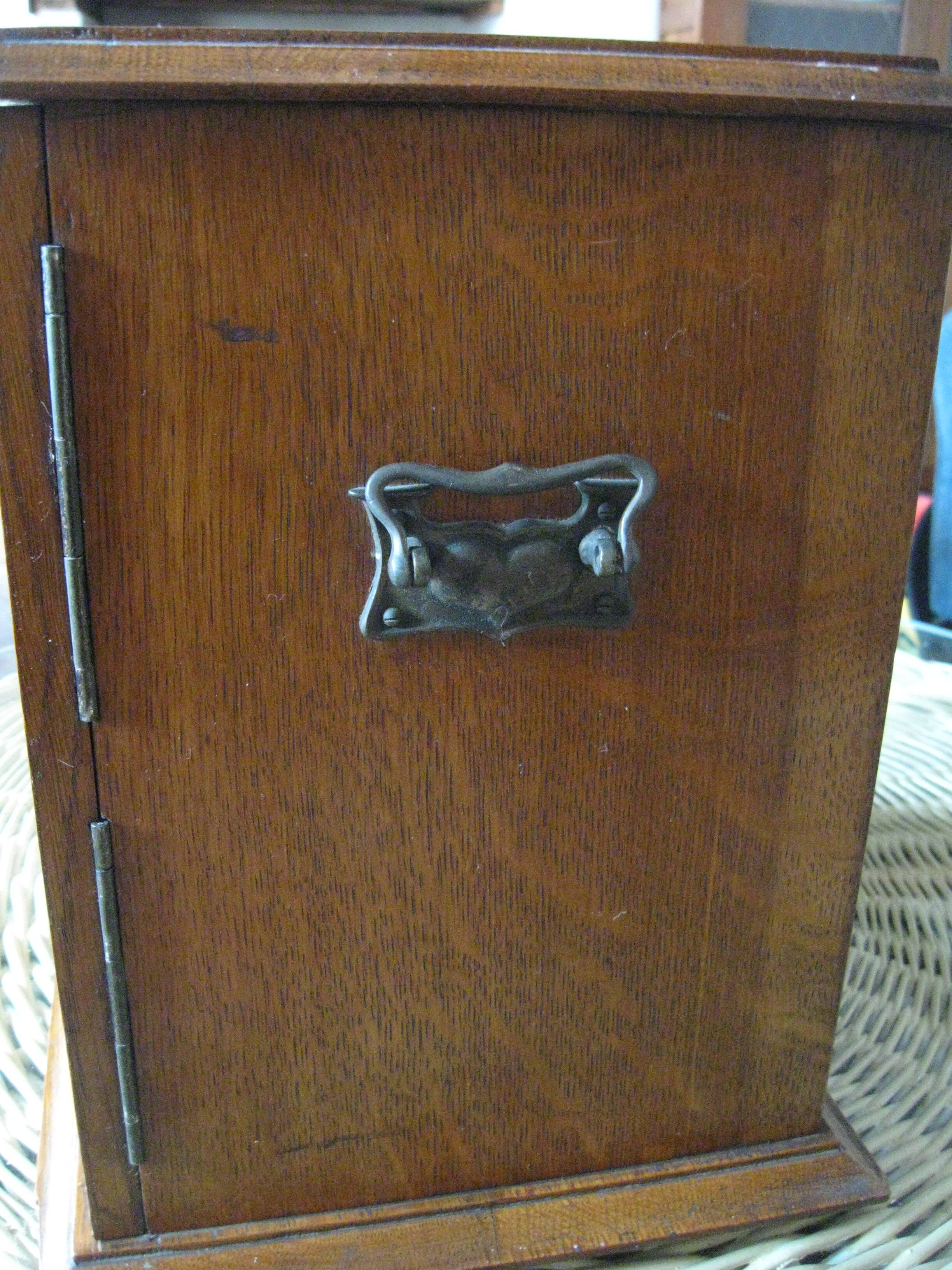 Edwardian Smoking Cabinet in Oak and Marquetry