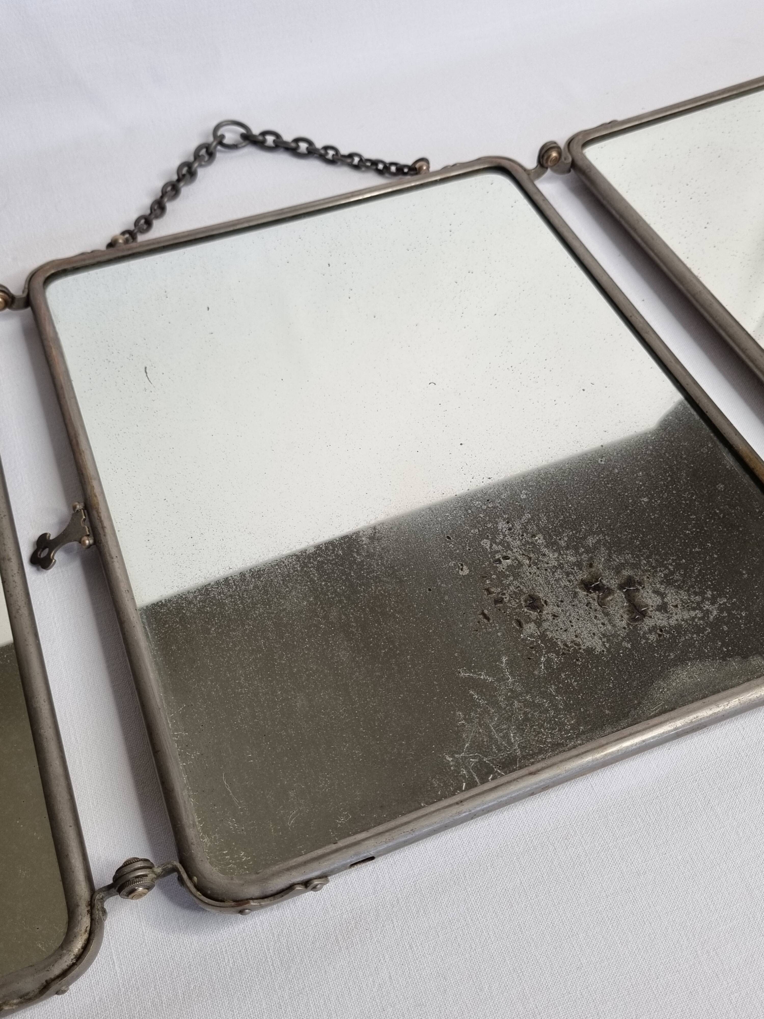 Miroir de barbier triptyque à poser ou à suspendre 1900