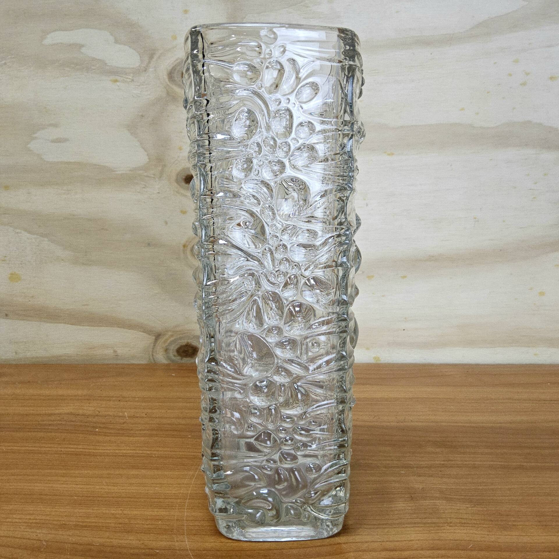 Vintage glass vase bubble texture (Hermanova Hut, 1968)