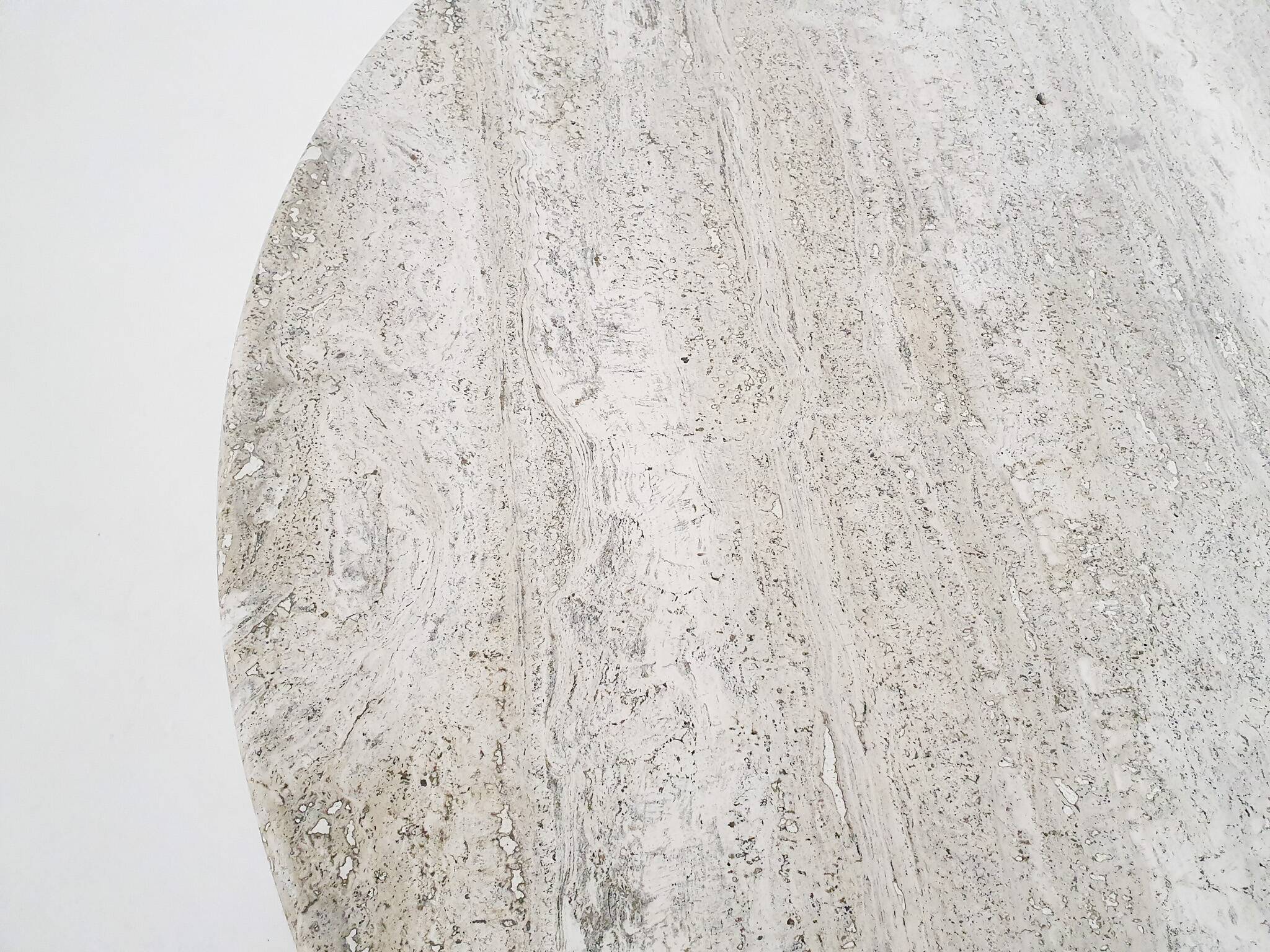 Vintage travertine round dining table, The Netherlands 1970's