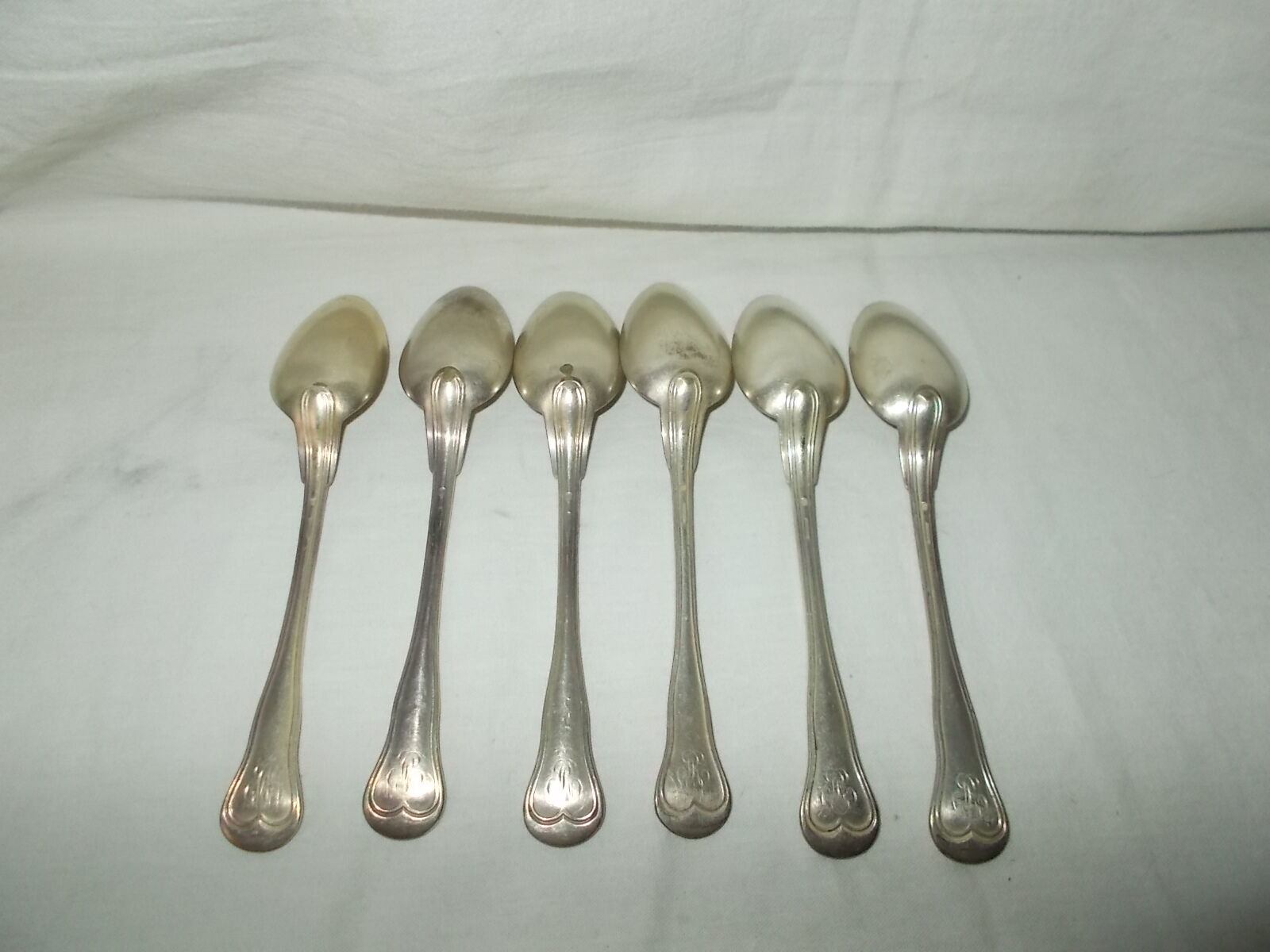 Set of 6 small silver metal spoons
