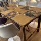 Adrien audoux & frida minet (20th century), dining table in stained rattan,