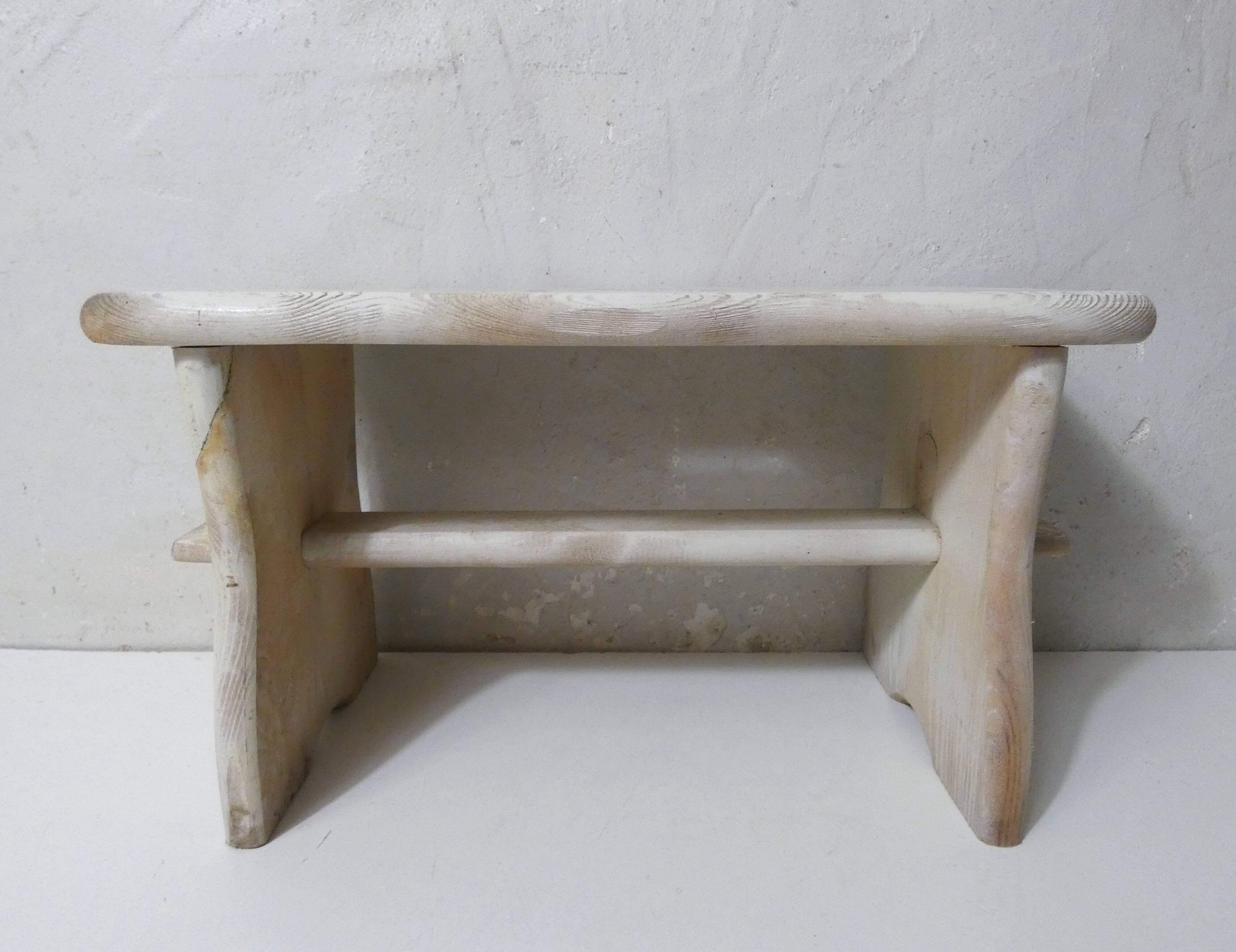 old small white patinated wooden bench vintage step stool