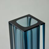 Blue grey cubic sommerso vase by seguso, murano, Italy, 1970