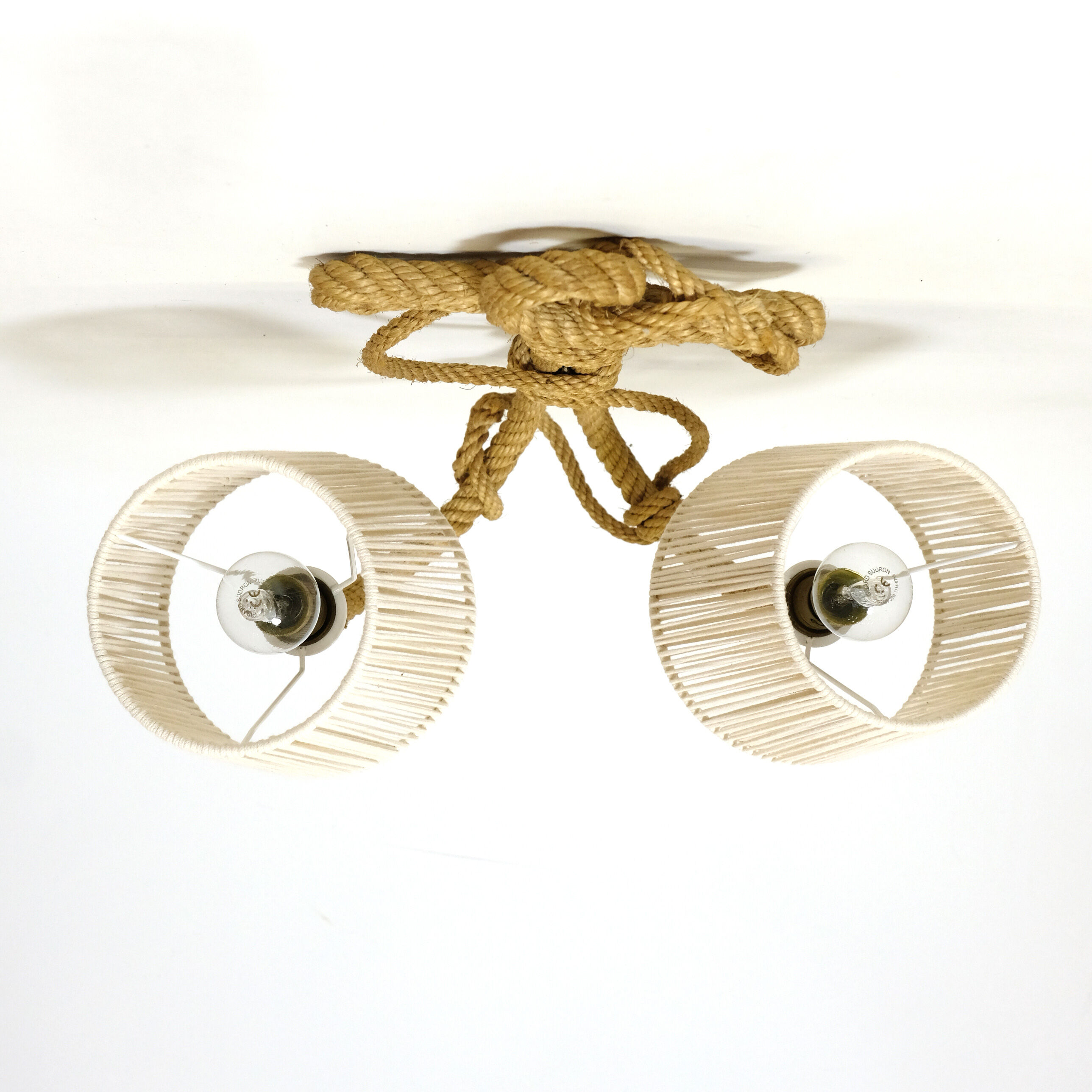 Wall lamp with two braided rope lights, 1950-1960.
