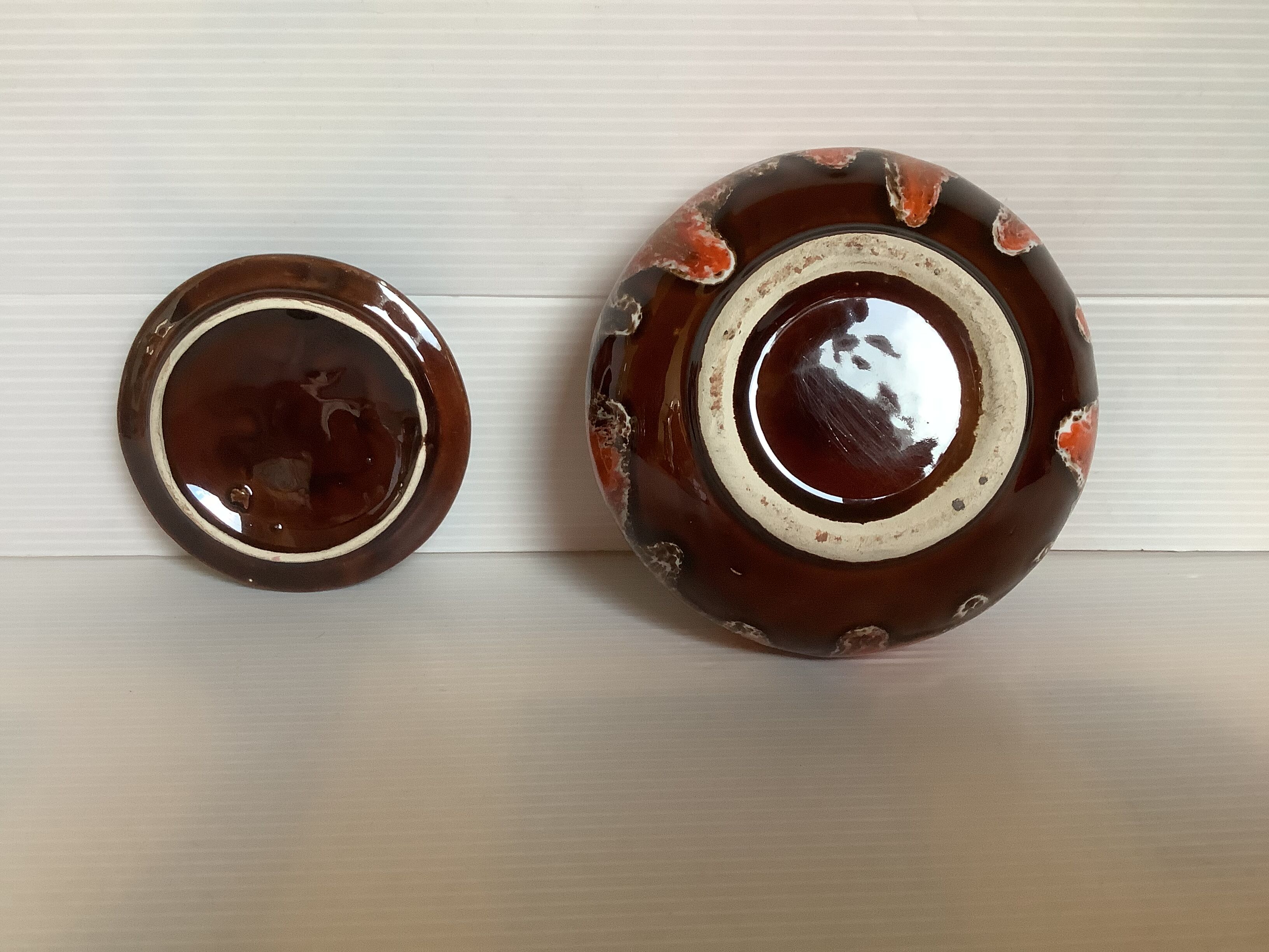Vallauris ceramic box orange brown