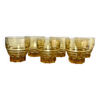 6 vintage yellow glasses