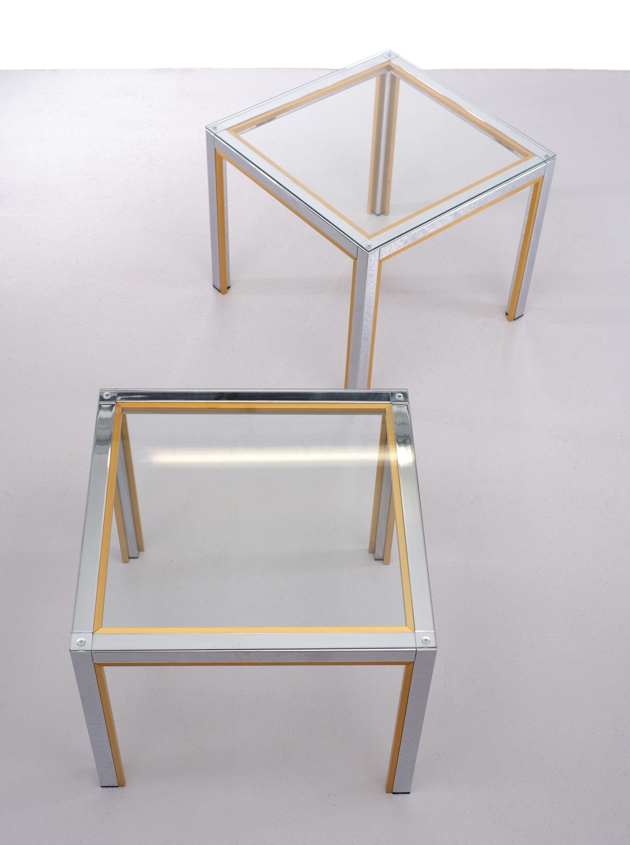Pair of Renato Zevi side tables, Hollywood Regency tables, Italy from the 1970s.
