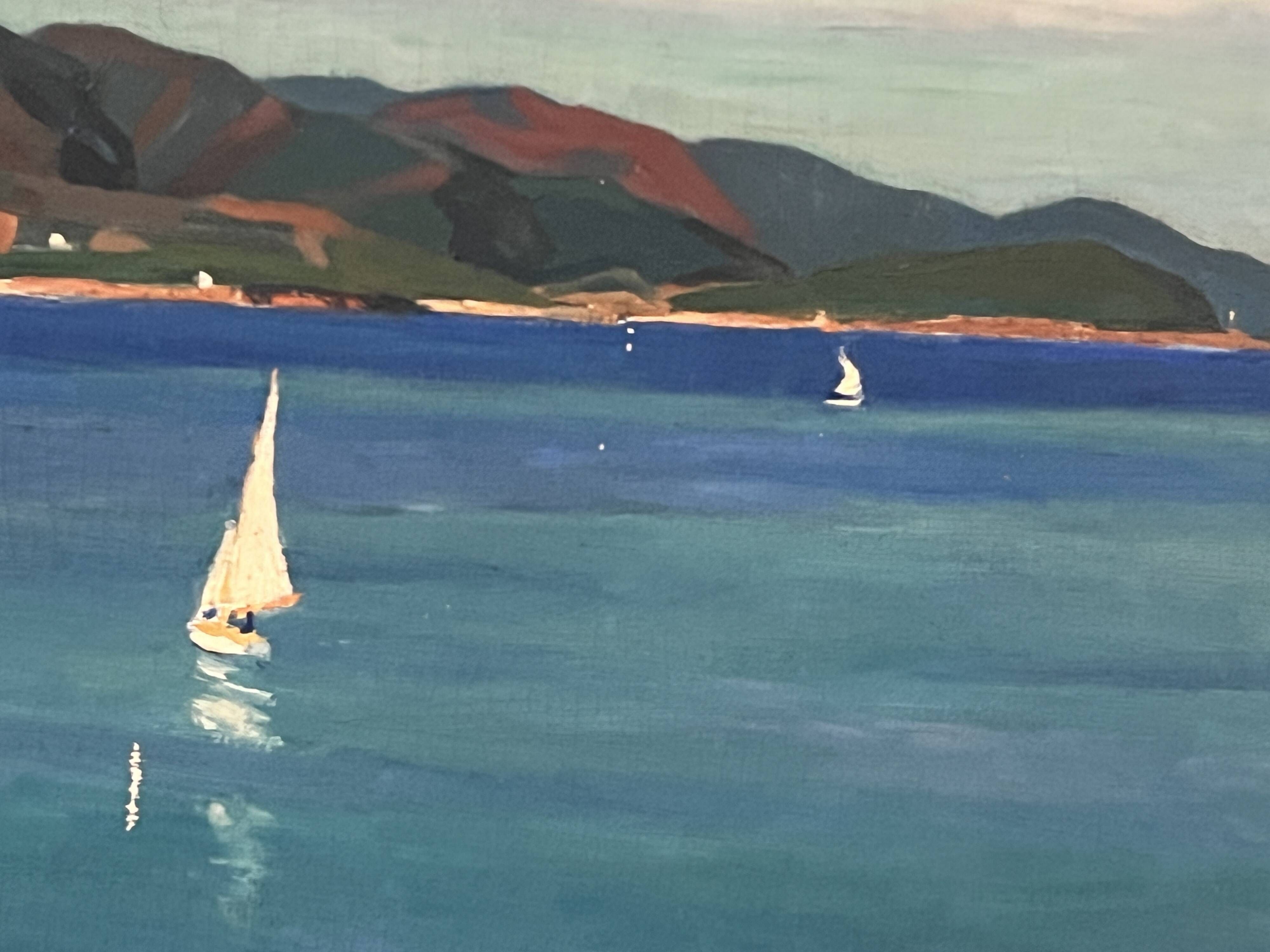 "View of the AGUAY Bay" Oil on canvas by Edmond ASTRUC 20th century