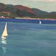"View of the AGUAY Bay" Oil on canvas by Edmond ASTRUC 20th century