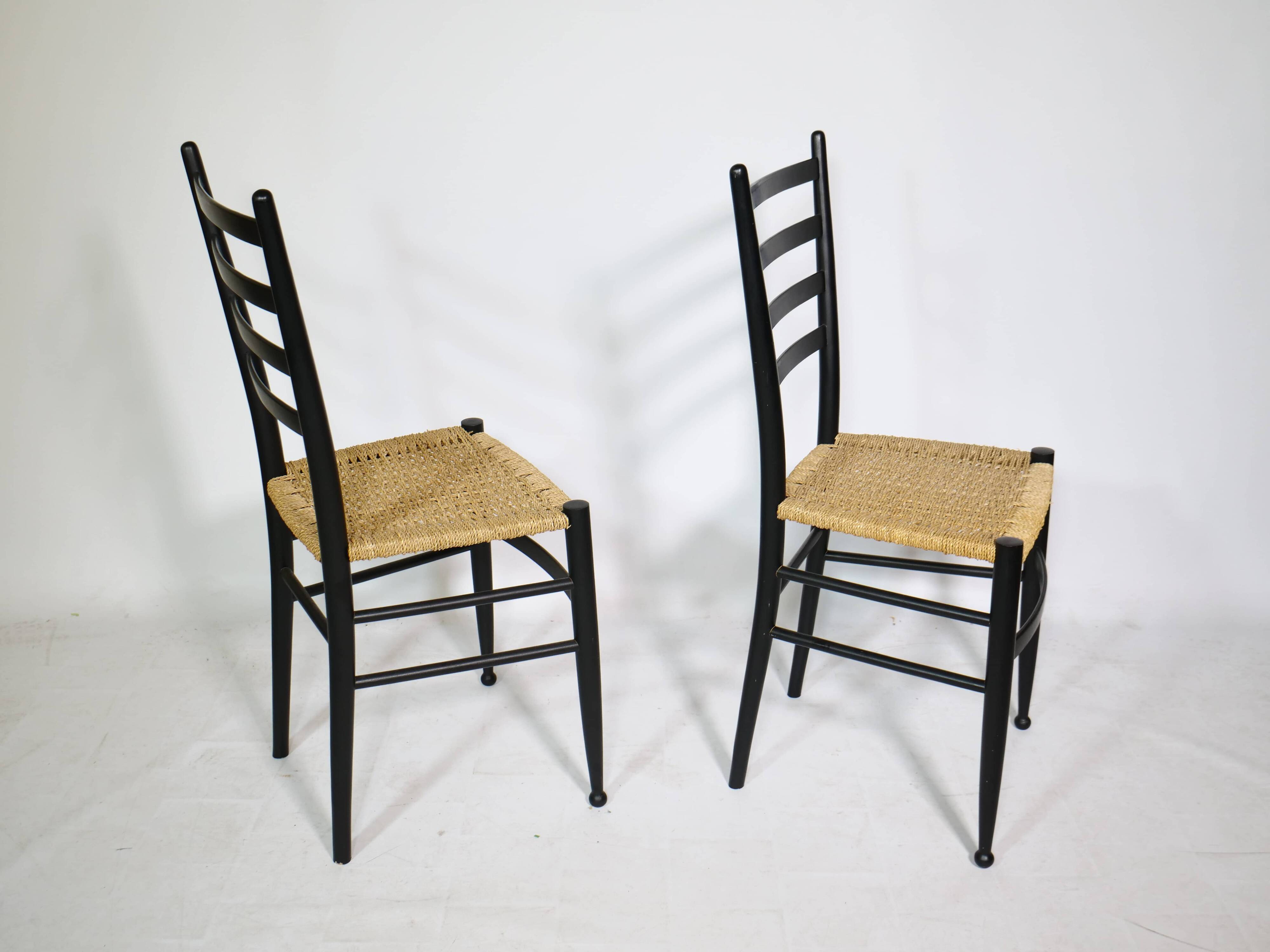 Mid-Century Italian Dining Chairs with Woven Seats, Set of 6, 1960s–70s