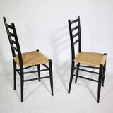 Mid-Century Italian Dining Chairs with Woven Seats, Set of 6, 1960s–70s