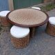 Vintage coffee table + 4 poufs