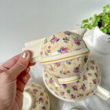 Robj Paris Coffee Tea Set with Floral Yellow Porcelain Core - Vintage Art Deco Style