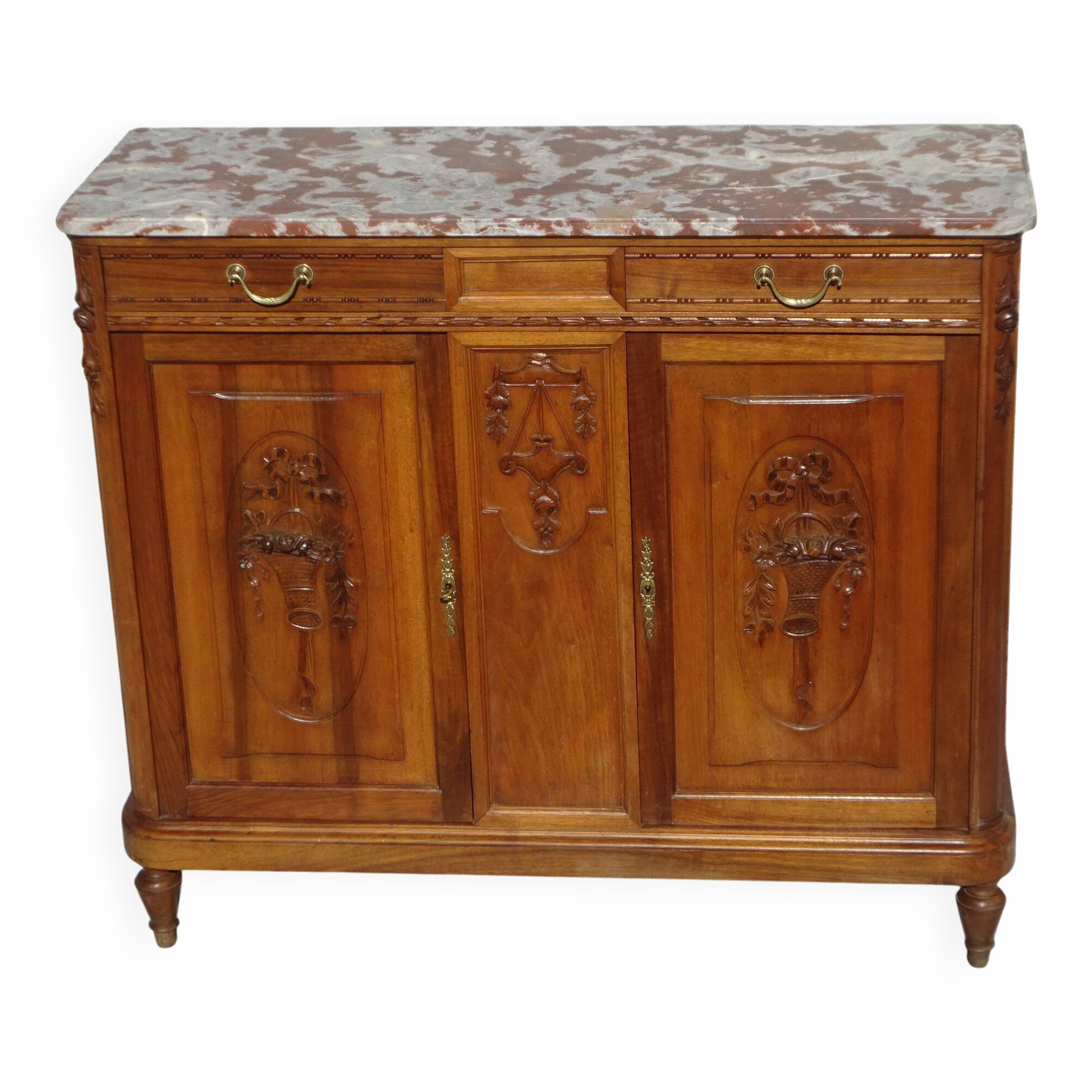 Art Deco walnut sideboard with marble top