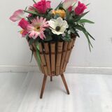 Cache pot en rotin et bambou année 60