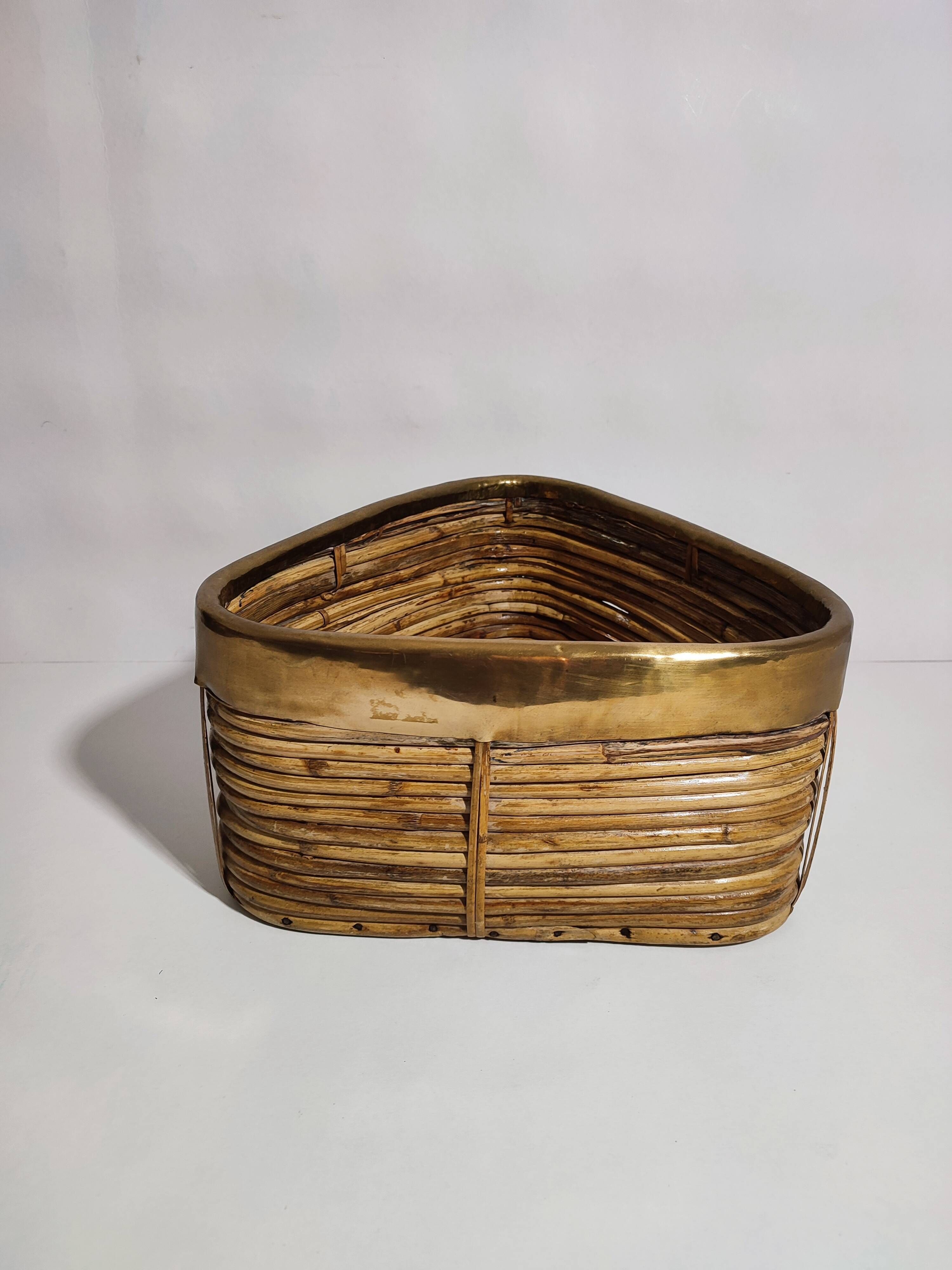 Rattan Brass Basket 1970