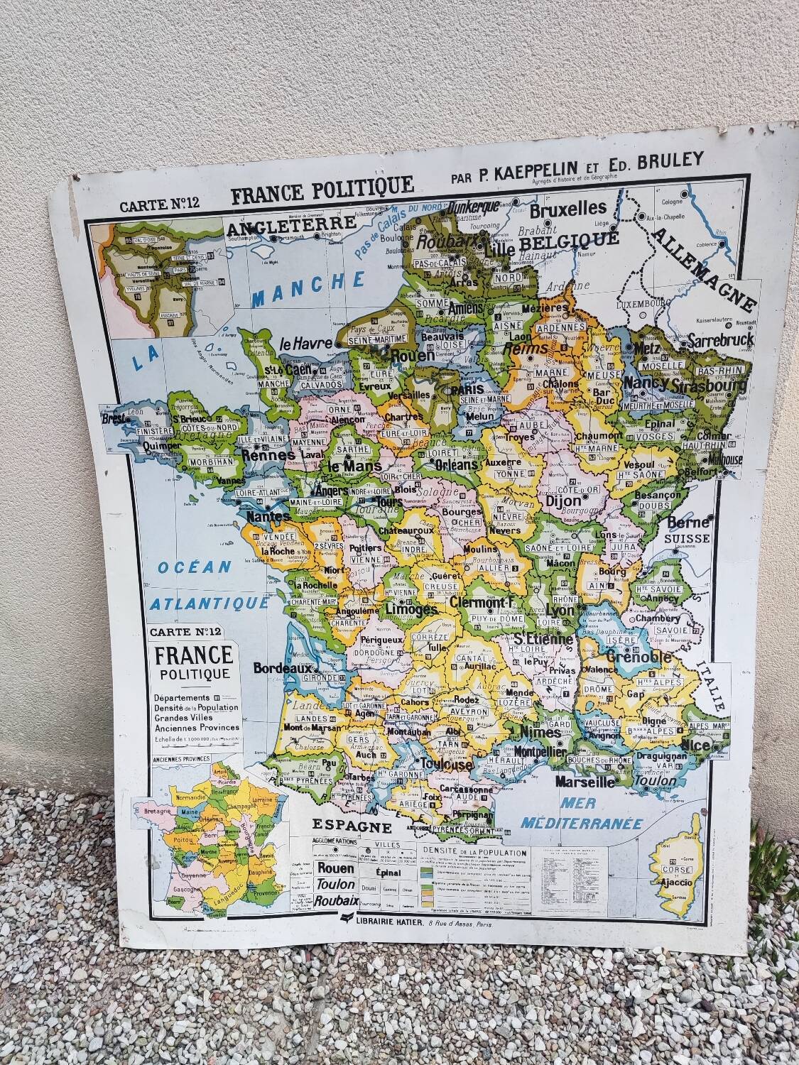 Vintage political map of France