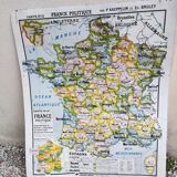 Vintage political map of France