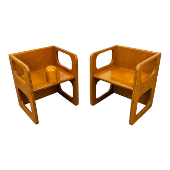 2 chaises enfants modulables bois