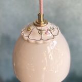 Beige ceramic lamp and decorative bowl