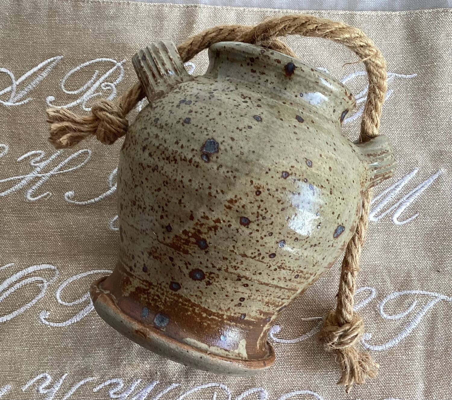 Pot vase with handles pyrite stoneware Truchon Corsica