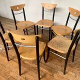 Series of 6 vintage curved wood bistro chairs