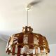 Scandinavian pendant light with wood veneer and bubble glass, 1970