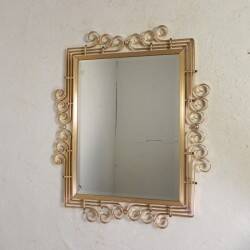 Vintage faceted mirror in an aluminium frame