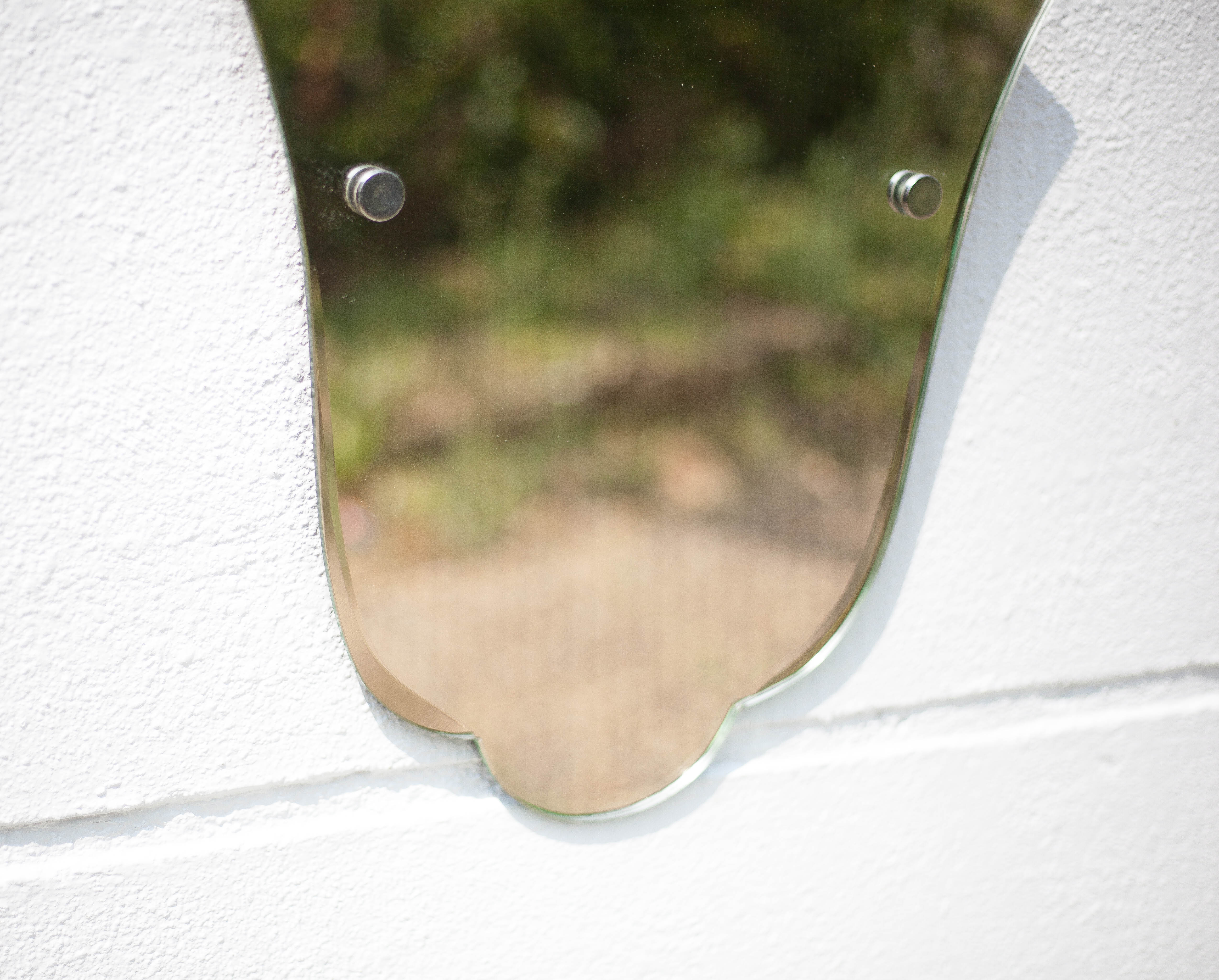 Art deco mirror, wall mirror, Fatma's hand shaped mirror, bevelled mirror