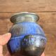 Toad Ashtray No-Smoke Blue Flamed Ceramic and Chrome Metal Art Deco